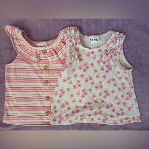 Nicole Miller Pink Striped and Floral Tank Tops